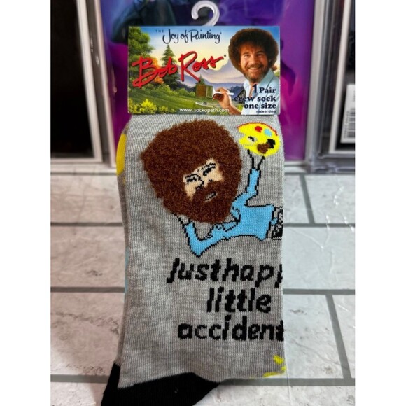 Other - NWT Bob Ross Happy Little Accidents Crew Socks Novelty Art The Joy of Painting